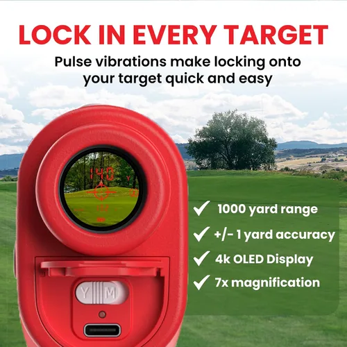 Vista 7 de Pinned Prism Slope Golf Rangefinder - Golf Distance Rangefinder with Slope - USB Rechargeable, Pinned Locked Vibration Laser Range Finder - Range