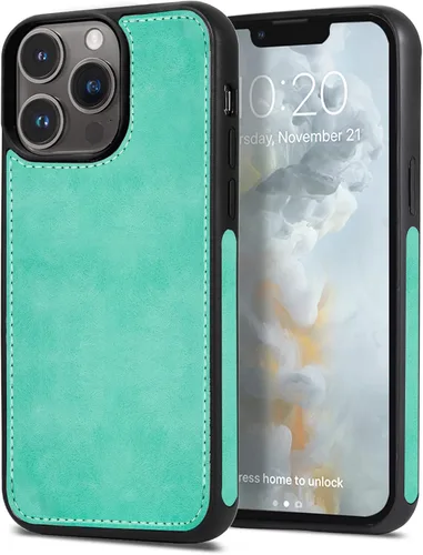 Vista 10 de CASEOWL Camellia - Funda de piel vegana en relieve compatible con iPhone 13, magnética, desmontable, delgada, funda protectora de TPU para iPhone