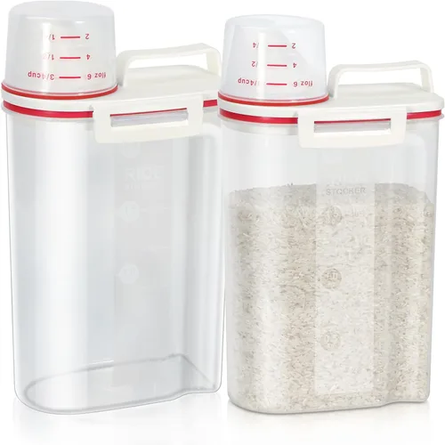 Vista 14 de TBMax Contenedor de arroz 1.8 kg / 4 libras Dispensador de arroz con taza de medición, contenedor de almacenamiento de alimentos para cocina
