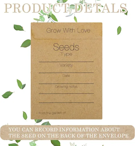 Vista 5 de Teling 100 sobres de semillas de boda, pequeños paquetes de papel kraft para recuerdos de boda, 2.25 x 3.25 pulgadas, sobres rústicos autoadhesivos