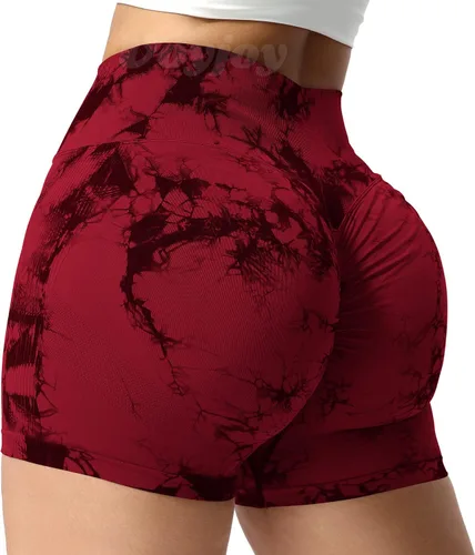 Vista 2 de VOYJOY Pantalones cortos de entrenamiento para mujer de 3.6 pulgadas, con levantamiento de glúteos, pantalones cortos de gimnasio sin costuras