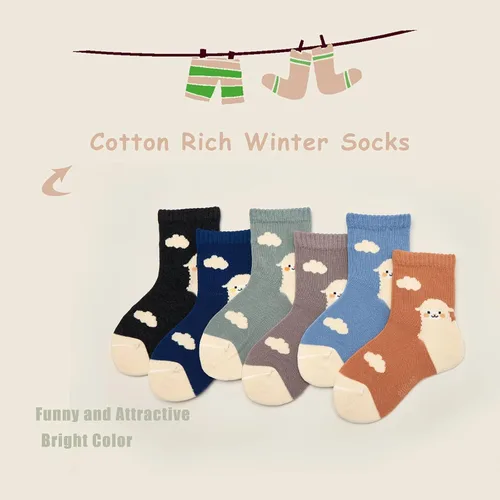 Vista 7 de Aisyee Calcetines de algodón para niños, calcetines sin costuras para niños, calcetines coloridos de cuarto de punto, paquete de 6