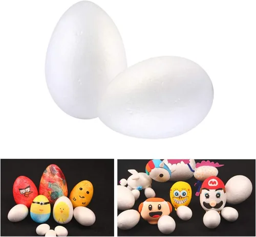 Vista 8 de SEWACC Juguetes para niños al aire libre, 2 huevos de Pascua de 7.8 pulgadas, huevos blancos de espuma para manualidades, huevos falsos blancos