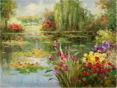 Vista 2 de Trademark Fine Art Obra de lirios de agua por Victor Giton, 14 x 19 pulgadas