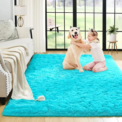 Vista 103 de Noahas Alfombras de Área Grandes y Esponjosas de 5x8 pies para Sala de Estar y Dormitorio, Alfombra Gruesa de Pelo Largo Beige y Blanca, Alfombra