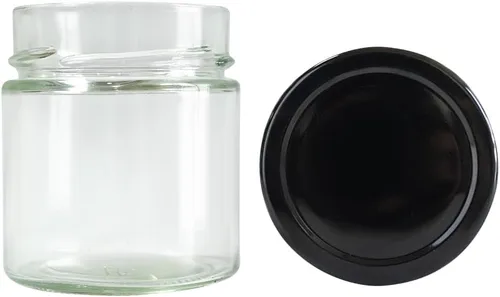 Vista 3 de Tarro de vidrio extra profundo de 8 onzas con tapas plateadas, paquete de 12, miel, mantequilla de maní, salsa para pasta, salsa picante, dulces