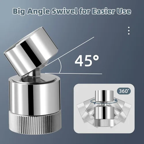 Vista 3 de Hibbent Aireador de doble flujo de agua para fregadero de cocina, aireador de grifo de baño giratorio de 360 grados, fácil control con una mano, 1.8