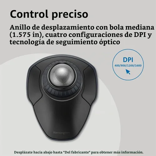 Vista 3 de Kensington Orbit Wireless Trackball inalámbrico con anillo de desplazamiento - Gris Espacial (K72675WW), Negro/Gris