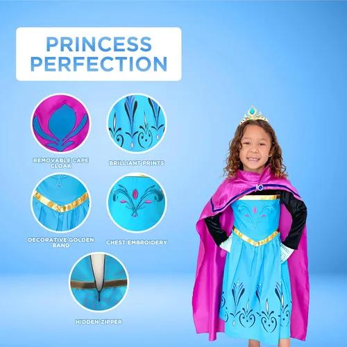 Vista 7 de Vestido de coronación para niñas, conjunto de accesorios para niñas (azul-morado, 3T)