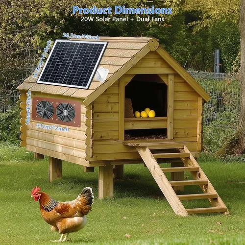 Vista 4 de FUTUREZEN Kit de ventilador de panel solar 2, ventilador solar de 20 W para gallineros, invernaderos, cobertizos, ventiladores de escape solares