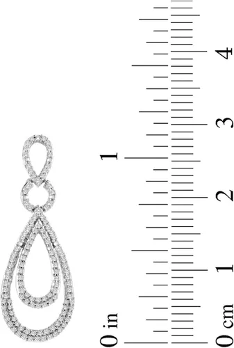 Vista 3 de Arete de plata fina con gotas con diamantes (12 quilate en peso total)