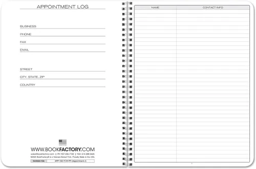 Vista 2 de BookFactory Libro de citas de 2 columnas/cuaderno de seguimiento de citas (formato de libro de dos columnas) – 100 páginas, 8.5 x 11 pulgadas