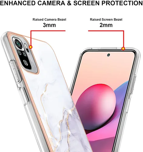 Vista 4 de Funda delgada para Redmi Note 10 4G, funda para Redmi Note 10s, funda brillante con patrón de mármol IMD para niñas, cubierta protectora de pantalla