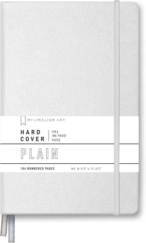 Vista 12 de Minimalism Art, Premium Hard Cover Notebook Journal, X-Large Size, Master A4 8.3" x 11.4", 186 Numbered Pages, Gusseted Pocket, Ribbon Bookmark