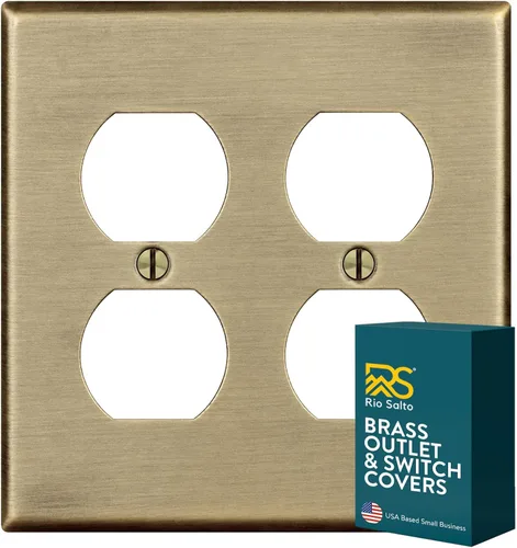 Vista 38 de Rio Salto BRASS Signature Collection MIDSIZE - Placa de pared de metal dorado para interruptor de luz o cubierta de tomacorriente, placa de pared