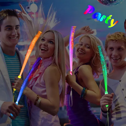 Vista 5 de BouQuw Glow Sticks Mardi Gras, suministros de fiesta que brillan en la oscuridad, 3 modelos de palos intermitentes, varitas de fibra óptica, palos