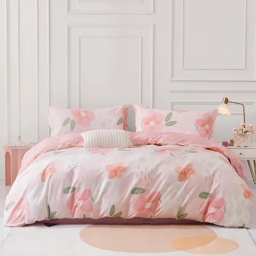 Vista 49 de SAPHREAS Juego de Funda de Edredón de Flores Rosas 2 piezas Algodón Estilo Jardín Campanilla Floral Ropa de Cama Juego de Funda de Edredón 100%