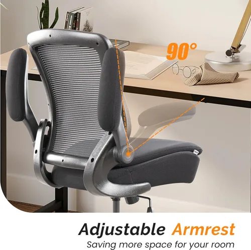 Vista 11 de Silla de redacción alta para oficina, taburetes ergonómicos de escritorio de pie para computadora, reposabrazos abatibles, altura ajustable y anillo