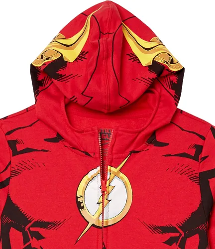 Vista 2 de DC Comics Little Flash Cosplay - Sudadera con capucha y capa para niños, talla 4-20