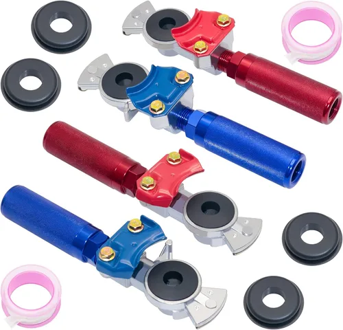 Vista 8 de Glad Hands, 3 juegos de aluminio azul y rojo Gladhands de emergencia 3 manos alegres con 6 sellos