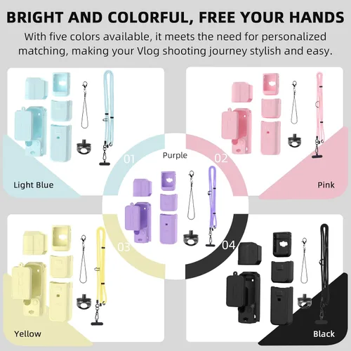 Vista 2 de Funda de silicona para bolsillo 3 y cordón para el cuello, funda protectora para lentes, resistente a los arañazos, ajustable, fácil de transportar