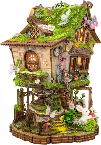 Vista 6 de RHZN - Kit de rincón de libros, rompecabezas de madera 3D para adultos, kit de casa en miniatura Biblioteca