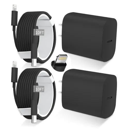 Vista 18 de DiHines Cargador rápido para teléfono 14 13 12 11, cable de carga Lightning de 3 pies con bloque de carga USB C de 20 W para teléfono 14/14 Pro
