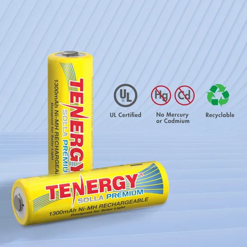 Vista 5 de Tenergy Solla - Batería recargable NiMH AA de alta calidad, baterías solares de 1300 mAh para luces solares de jardín, antifugas, durabilidad al