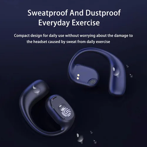 Vista 7 de Auriculares de oreja abierta, auriculares de conducción de aire, auriculares inalámbricos Bluetooth 5.3, pantalla LED, estuche de carga, diseño