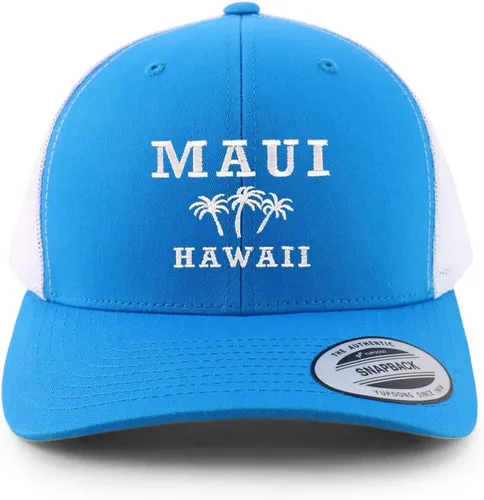 Vista 7 de Trendy Apparel Shop Maui Hawaii - Gorra de malla retro bordada con palmera
