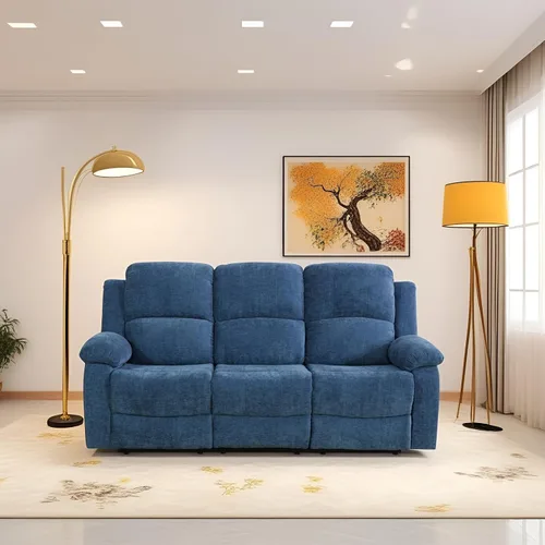 Vista 28 de Conjunto de sofá para sala de Estar, sillón reclinable de cuero transpirable, sofá de 3 plazas para cine en casa con portavasos para apartamento