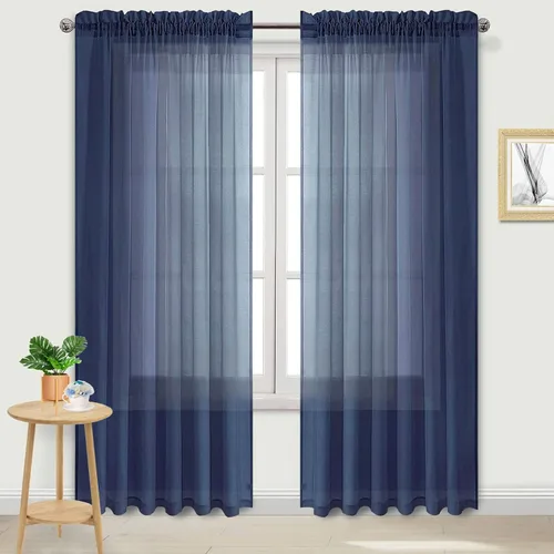 Vista 134 de DWCN Cortinas Transparentes Aqua de Voile Semitransparente con Bolsillo para Barra para Dormitorio y Sala de Estar, 36 x 36 pulgadas de Largo, Juego