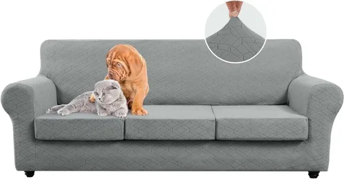Vista 9 de Funda de sofá de 4 piezas, adecuada para 2 cojines extra grandes y 2 fundas de cojín de gran tamaño, funda protectora para muebles de mascotas