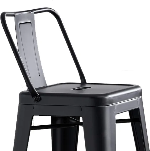 Vista 6 de AC Pacific Juego de 2 taburetes de metal de 24 pulgadas, estilo rústico campestre con respaldo bajo, construcción ligera y resistente, fácil NEGRO