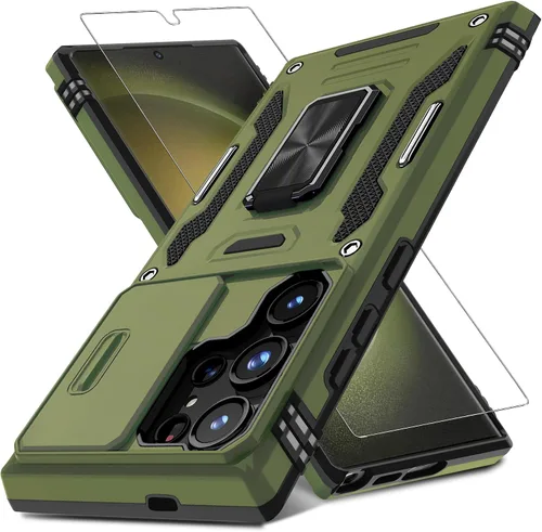 Vista 25 de DEERLAMN Funda para Samsung Galaxy S23 con Cubierta Deslizante para Cámara + Protector de Pantalla (2 Paquetes), Soporte de Anillo Giratorio