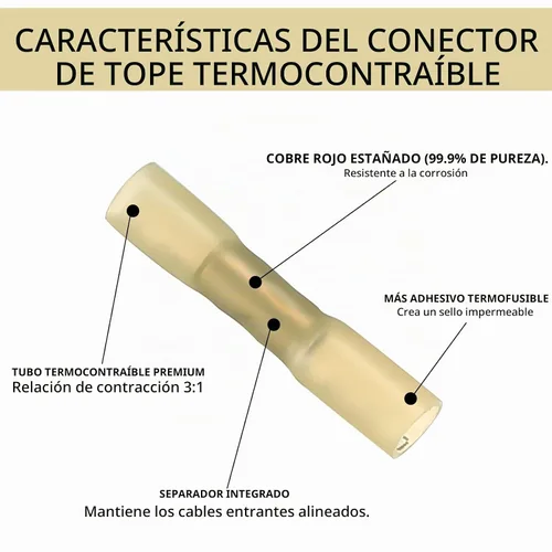 Vista 4 de Kit de 130 conectores a tope termorretráctiles, kit de conectores de cable eléctrico de empalme a tope de 10-26 AWG, terminales de crimpado