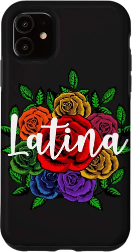 Vista 6 de iPhone 12 mini latina con patrón de rosas florales para mujeres mexicanas caso de regalo