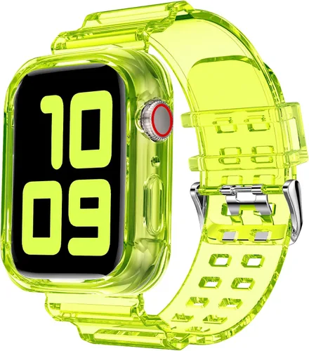 Vista 12 de DABAOZA - Correa transparente compatible con Apple Watch de 1.772 in y 1.732 in, con purpurina transparente Women Men,Glitter Bling TPU