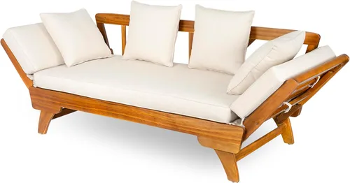 Vista 9 de Christopher Knight Home Gary Sofá Convertible para Patio, Cama de Día de Madera para Exteriores, Sofá de Salón de Muebles de Patio de Madera