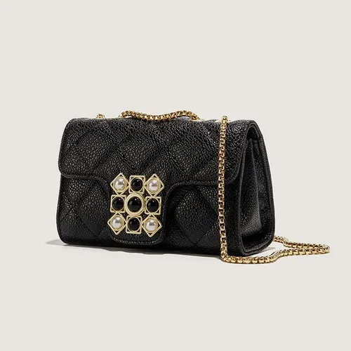 Vista 6 de Bolso cruzado acolchado para mujer, bolso de hombro de piel sintética con solapa, bolso cuadrado pequeño de cadena de moda, bolso de mano de noche