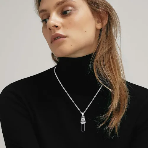 Vista 4 de Collar de cruz de serpiente vikingacruz de cráneo piratacabeza de lobo para hombres y mujeres, collar de plata de ley 925, colgante vikingo nórdico