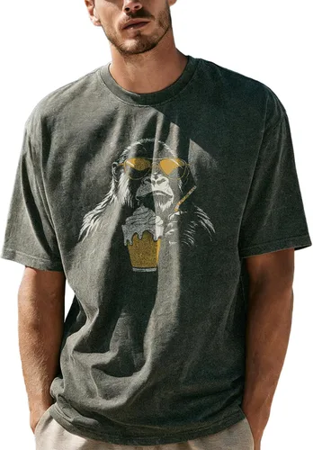 Vista 17 de domirica Camisetas gráficas para hombre, 100 % algodón lavado, manga corta, cuello redondo, Y2K, tallas grandes y altas, camisetas de verano 2026