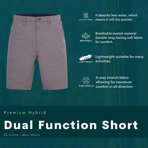 Vista 4 de Visive Pantalones cortos híbridos para hombre, pantalones cortos elásticos de golf de alta calidad, trajes de baño para hombre, pantalones cortos