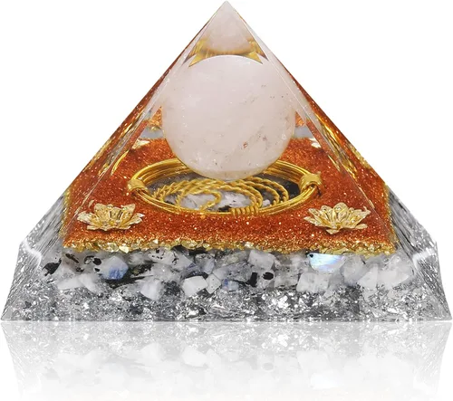 Vista 8 de Hopeseed Pirámide de cristal de orgón, amatista y piedra arenisca azul, pirámide de cristales curativos para Energ positivo, reduce el estrés