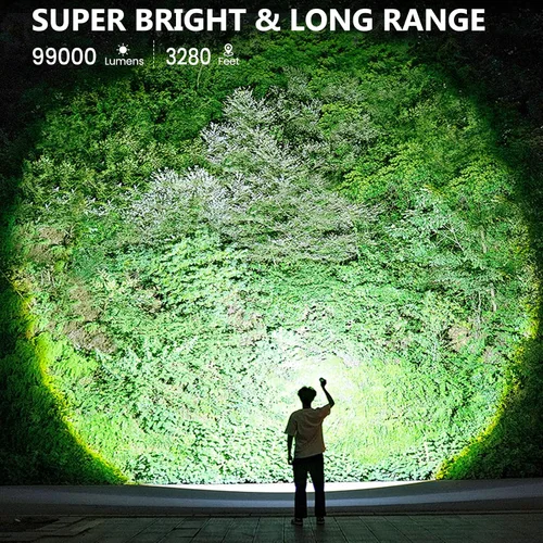Vista 2 de 3Pack Flashlights High Lumens Rechargeable, 99,000 Lumens Super Bright LED Flashlight, Powerful Flash Light with 5 Modes, Flashlights for Home