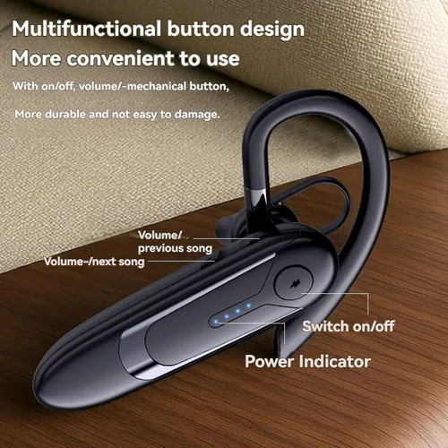 Vista 8 de Auriculares Bluetooth, auricular inalámbrico de una sola oreja con micrófono ENC con cancelación de ruido, 30 horas de tiempo de llamada