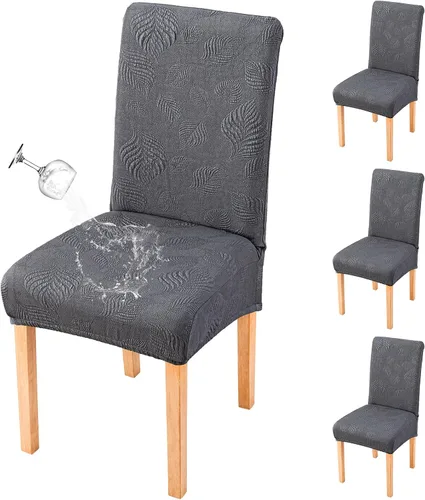 Vista 31 de Genina - Juego de 2 fundas impermeables para sillas de comedor, fundas para sillas de cocina, color beige