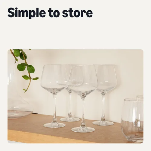 Vista 5 de Amazon Basics Juego de 4 copas de vino tinto con tallo de vidrio transparente de 20 onzas, diseño clásico para cenas diarias, bodas y fiestas, aptas