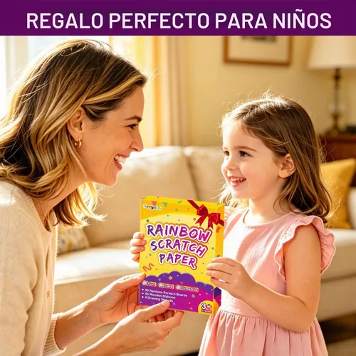Vista 6 de FUNNYB&G Kit de 100 piezas de arte de papel para rascar arco iris