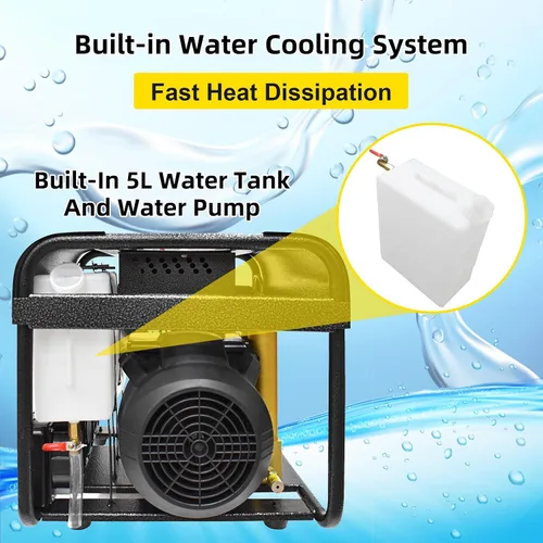 Vista 3 de TUXING Compresor PCP de 4500 PSI, compresor de aire de buceo de alta presión, parada automática y purga automática, filtro de agua dual integrado